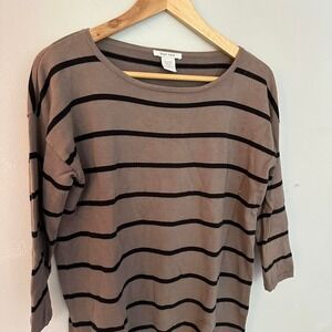 Joan Vass Brown and Black Striped Sweater